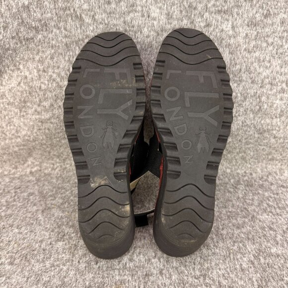 ✅Fly London YERY389FLY Black Elastic Strappy Platform Wedge Sandal Womens 42 - Picture 4 of 13